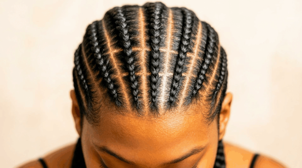black cornrow braids